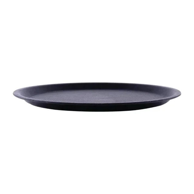 Round Blackline Serving Tray Ø31cm - Black Non-Slip Surface