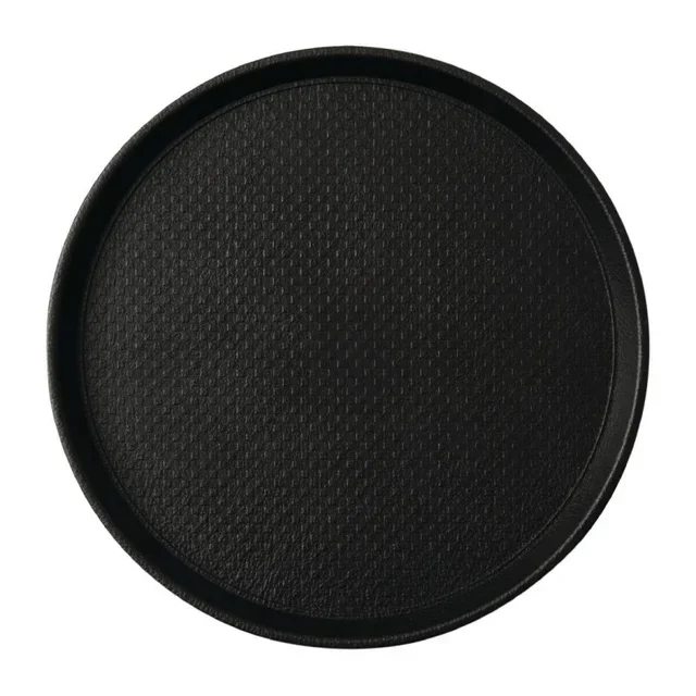 Round Blackline Serving Tray Ø31cm - Black Non-Slip Surface