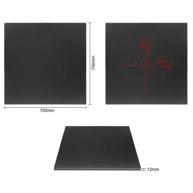 Quadratische Tischplatte Schwarz Matt 70 cm