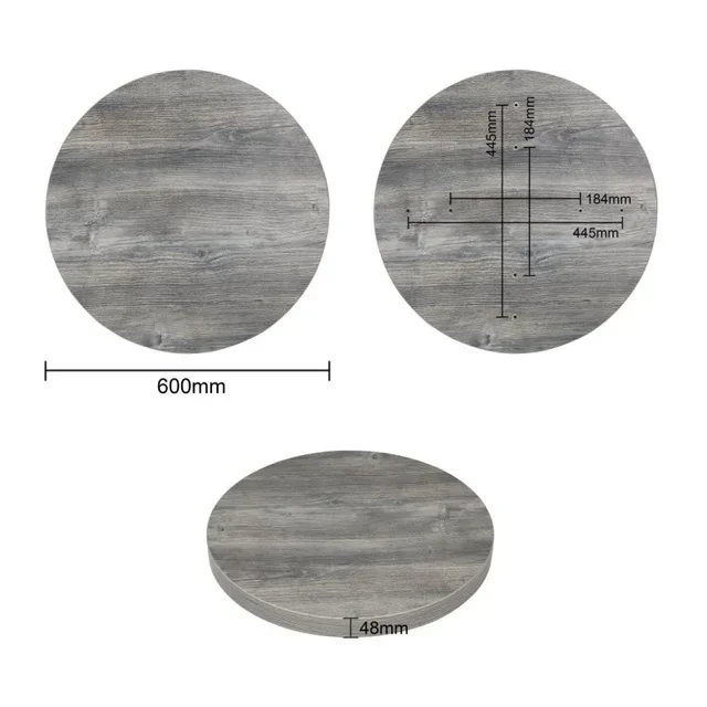 Round Melamine Table Top Grey 60 cm