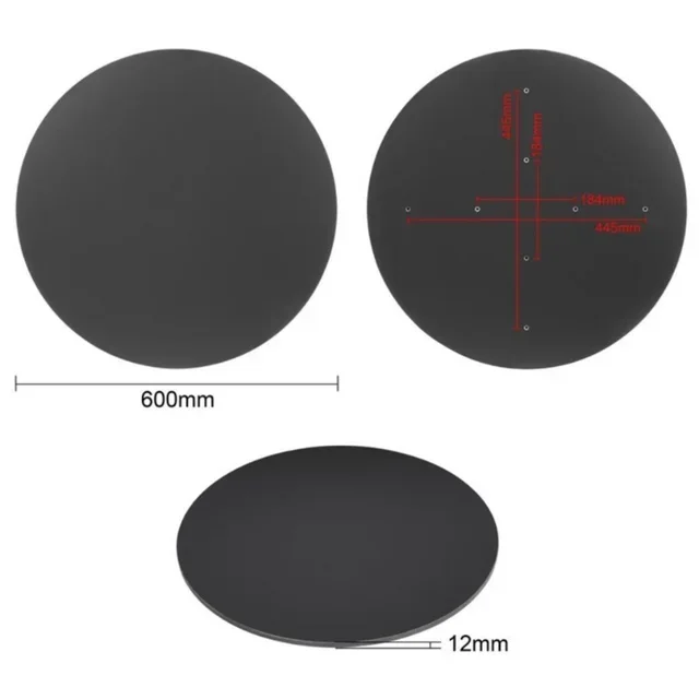 Round Table Top Black Matte 60 cm