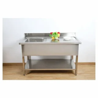 Lavello Inox 1 Vasca con Alzatina e Ripiano Superiore - Larghezza 1400 mm x Profondità 700 mm