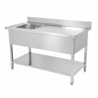 Lavello Inox 1 Vasca con Alzatina e Ripiano Superiore - Larghezza 1400 mm x Profondità 700 mm