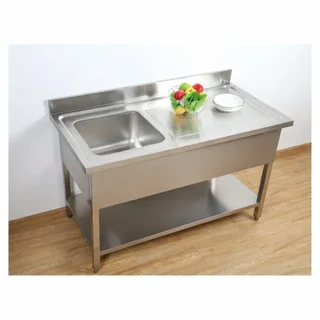 Lavello Inox 1 Vasca con Alzatina e Ripiano Superiore - Larghezza 1400 mm x Profondità 700 mm