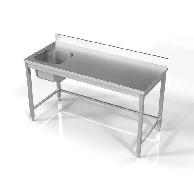 Stainless Steel Sink 1 Basin with Backsplash - Length 1600 mm x Depth 700 mm
