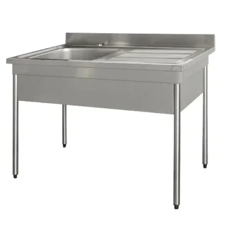 Lava-Louças Aço Inoxidável 1 Cuba com Escorredor Direito e Tampa da Cuba - Série 600 - Largura 1200 mm