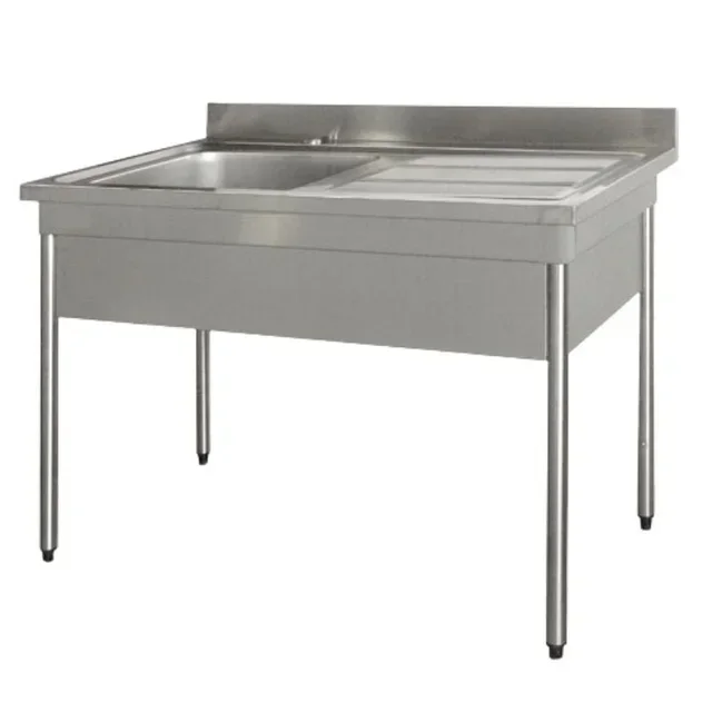 Edelstahlspüle 1 Becken mit Rechtem Abtropfbrett und Beckenabdeckung - Serie 600 - Breite 1200 mm