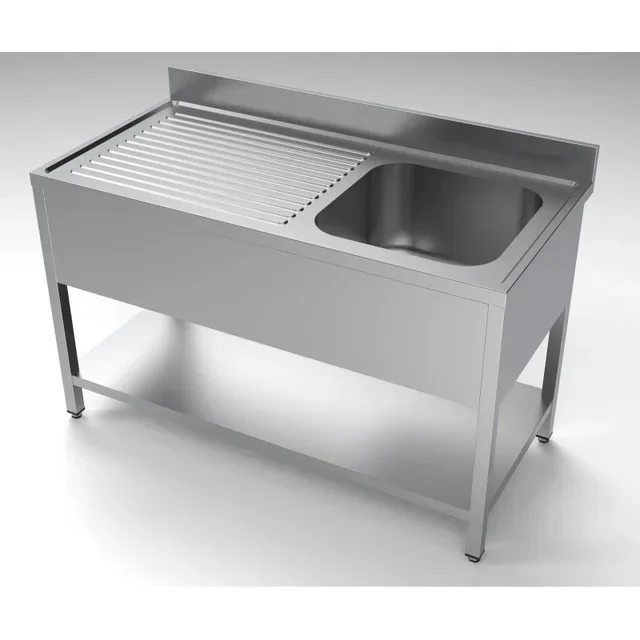 1-Bowl Sink with Left Drainer, Backsplash and Shelf - L 1400 x D 700 mm