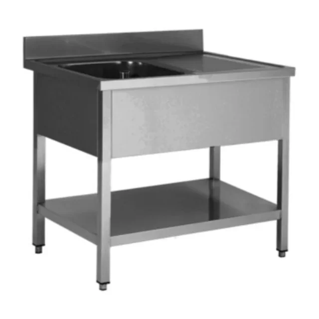 Profispüle 1 Becken mit Rechtem Abtropfbrett - Länge 1400 mm x Tiefe 700 mm