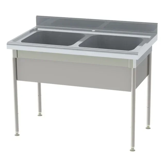 Professionelle Doppelbecken-Spüle mit verdecktem Tank - Tiefe 700 mm - Länge 1200 mm