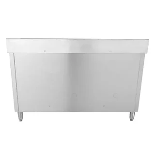 Stainless Steel Sink Unit with 2 Basins, Rear Upstand and 3 Storage Drawers - Width 140 cm, Depth 60 cm - Left-Side Basin Configuration