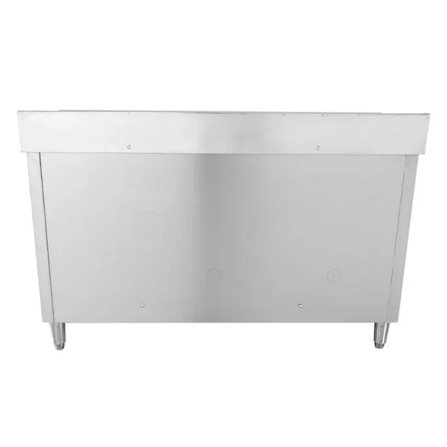 Stainless Steel Sink Unit with 2 Basins, Rear Upstand and 3 Storage Drawers - Width 140 cm, Depth 60 cm - Left-Side Basin Configuration