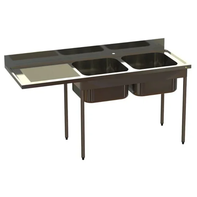 Professional Double Bowl Sink with Left Drainboard - Dishwasher Compatible