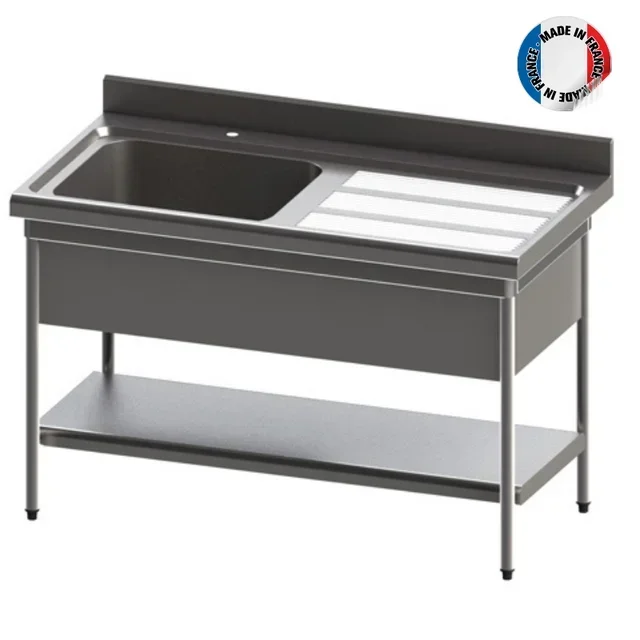 Edelstahl Spültisch 1 Becken mit Unterschrank - Breite 700 mm x Tiefe 700 mm