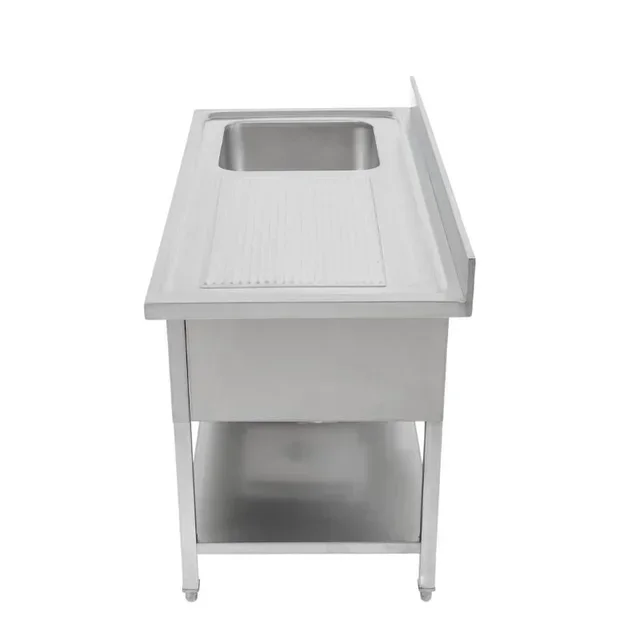 Plonge Inox 1 Bac avec Dosseret et Etagère - Largeur 1200 mm x Profondeur 600 mm