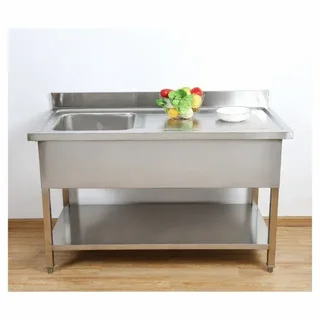 Plonge Inox 1 Bac avec Dosseret et Etagère - Largeur 1200 mm x Profondeur 600 mm