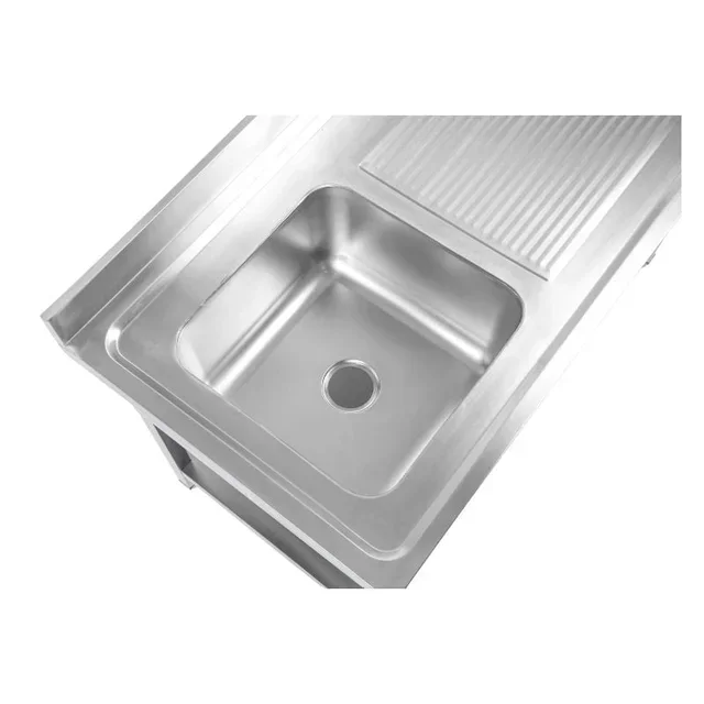 Plonge Inox 1 Bac avec Dosseret et Etagère - Largeur 1200 mm x Profondeur 600 mm