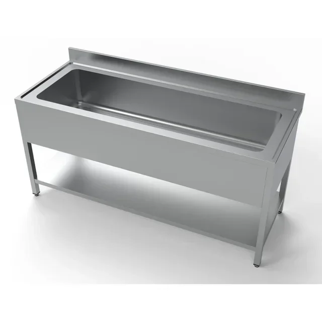 Stainless Steel Sink 1 Basin with Backsplash and Shelf - Width 1800 mm x Depth 700 mm