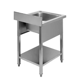 Stainless Steel Sink 1 Bowl with Backsplash and Lower Shelf - Width 600 mm x Depth 600 mm