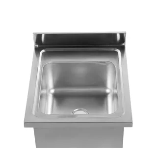 Stainless Steel Sink 1 Bowl with Backsplash and Lower Shelf - Width 600 mm x Depth 600 mm