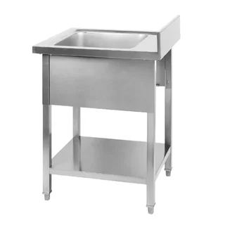 Stainless Steel Sink 1 Bowl with Backsplash and Lower Shelf - Width 600 mm x Depth 600 mm