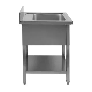Stainless Steel Sink 1 Bowl with Backsplash and Lower Shelf - Width 600 mm x Depth 600 mm