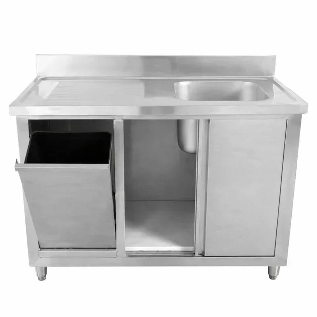 Single Bowl Sink Unit with Upstand and Integrated Bin - 1200 x 600 mm