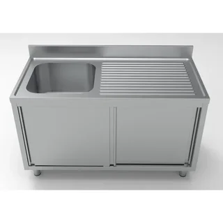Plonge Inox 1 Bac avec Égouttoir Droit - Largeur 1400 x Profondeur 700 mm
