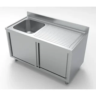 Plonge Inox 1 Bac avec Égouttoir Droit - Largeur 1400 x Profondeur 700 mm
