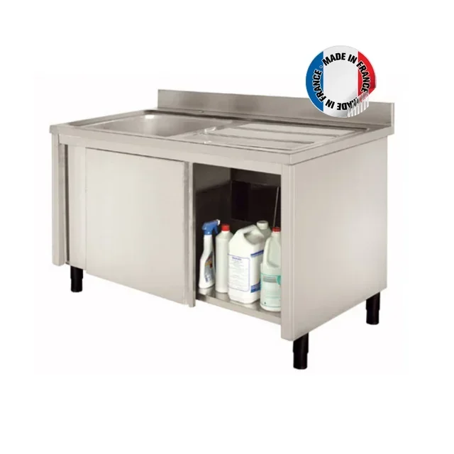 Professionelle Spültisch 1 Becken mit Rechtem Abtropffläche - Serie 600 - Breite 140 cm