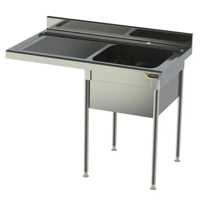 Edelstahlspüle 1 Becken mit linkem Abtropfbrett und Beckenabdeckung - Premium Spülmaschinenkompatibel