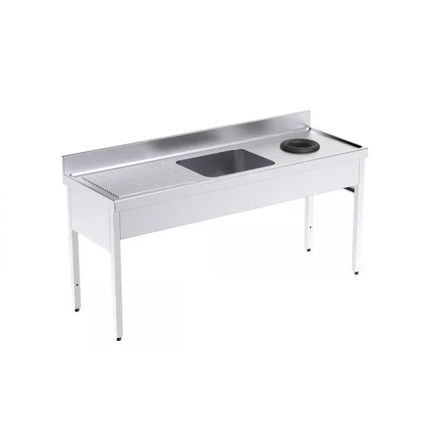 Stainless Steel Sink 1 Basin + Left Drainer and Waste Drain - Length 180 cm x Depth 60 cm