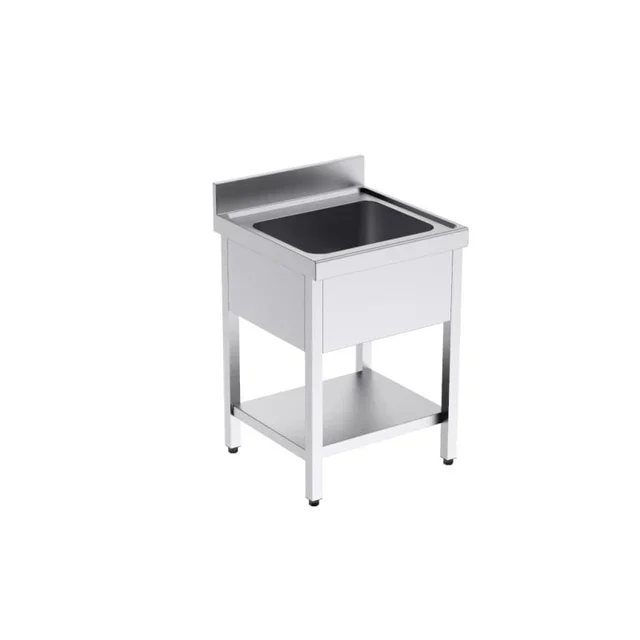 Plonge Inox 1 Bac avec Etagère Inférieure - Largeur 600 x Profondeur 600 mm