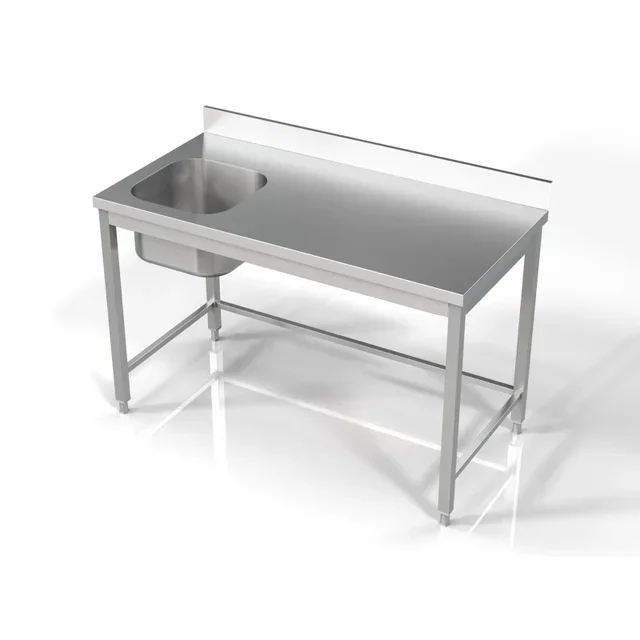 Stainless Steel Sink 1 Bowl with Splashback - Length 1400 mm x Depth 700 mm