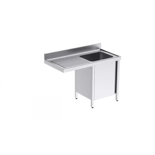 Stainless Steel Sink 1 Basin with Swing Door and Left Dishwasher Entry - Width 1200 mm x Depth 700 mm
