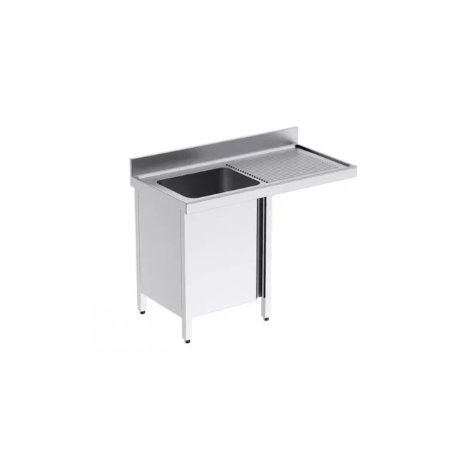 Stainless Steel Single-Basin Sink with Swing Doors and Right-Side Dishwasher Space - 1200 x 700 mm