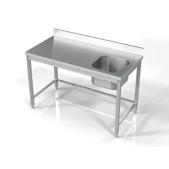 Stainless Steel Sink 1 Bowl Right with Backsplash - Length 1400 x Depth 700 mm
