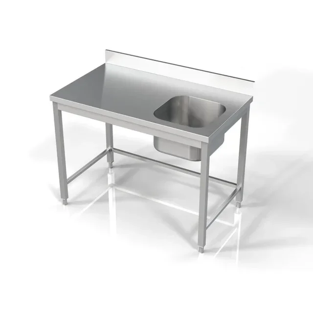 Stainless Steel 1-Compartment Sink Right with Backsplash - L 1200 x D 700 mm