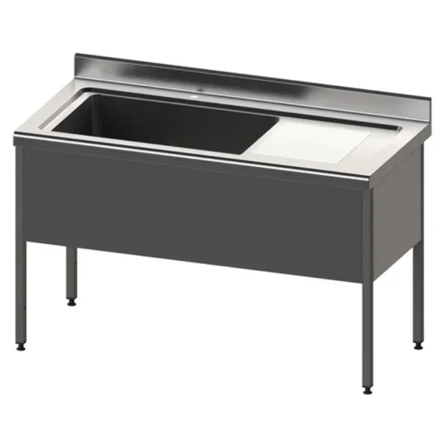 Edelstahlspüle 1 Becken mit Rechtsseitiger Abtropffläche - 800 Serie - Breite 150 cm