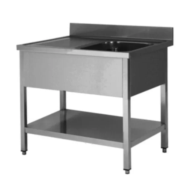 Edelstahl Spültisch 1 Becken mit Abtropffläche Links - Maße 1400 x 700 mm - Demontierbar