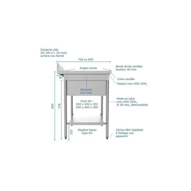 Sink with Tank Cover 700 mm - 700 Series