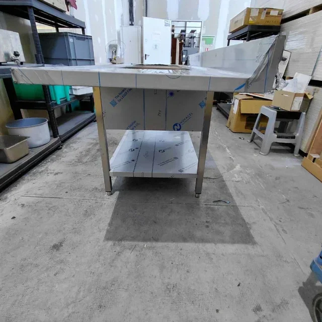 Double Professional Sink 2 Basins + Dishwasher Inlet and Right Drainer - 2000x700 mm - Refurbished