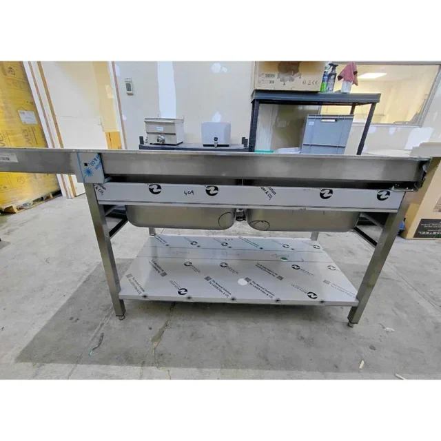 Double Professional Sink 2 Basins + Dishwasher Inlet and Right Drainer - 2000x700 mm - Refurbished