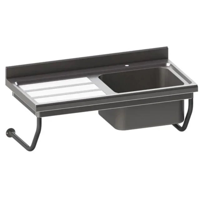 Einbauspültisch 1 Becken mit Abtropffläche links - Tiefe 700 mm - Breite 1500 mm