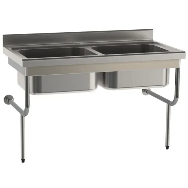 Halbuntergehängte Doppelbecken-Spüle - Tiefe 70 cm - Länge 140 cm