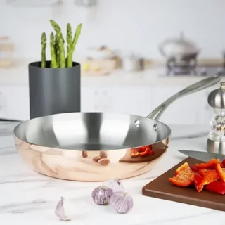 Copper Induction Pan Triple Wall 28 cm Diameter 6 cm Depth
