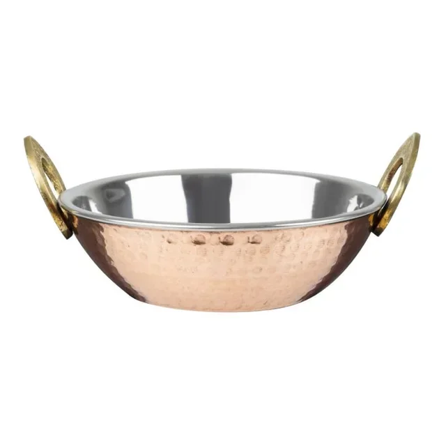 Solid Copper Kadai 660ml - Ergonomic Stainless Steel Handles