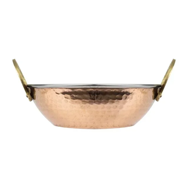 Solid Copper Kadai 660ml - Ergonomic Stainless Steel Handles