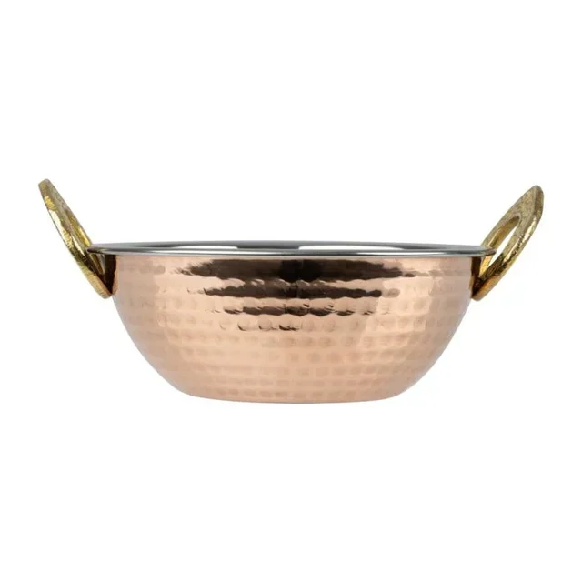 Solid Copper Kadai Pan 400 ml - Stainless Steel Handles