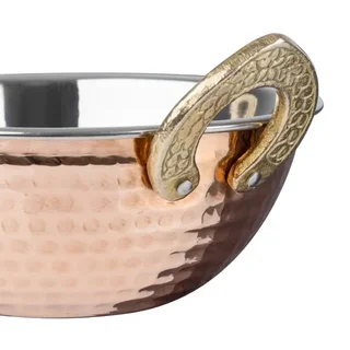 Poêlon Kadai Cuivre Massif 400 ml - Double Poignée Inox